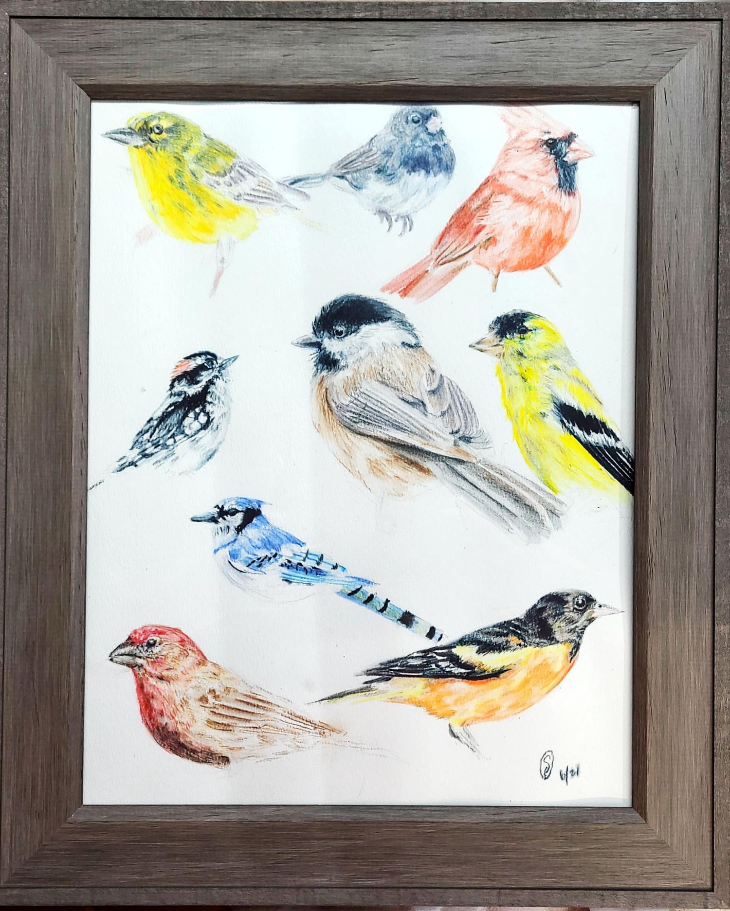 "Birds on a Porch" Watercolor 11x14