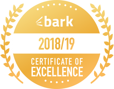 Gold circular Bark Certificate of Excellence award badge for 2018/19.