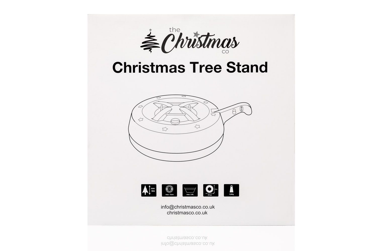 A product packshot of a Christmas tree stand box by Danny Loo