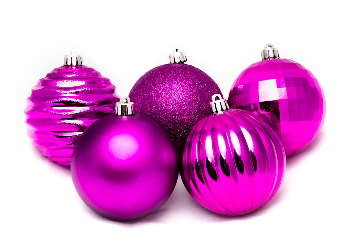 A product packshot of purple Christmas decorations by Danny Loo