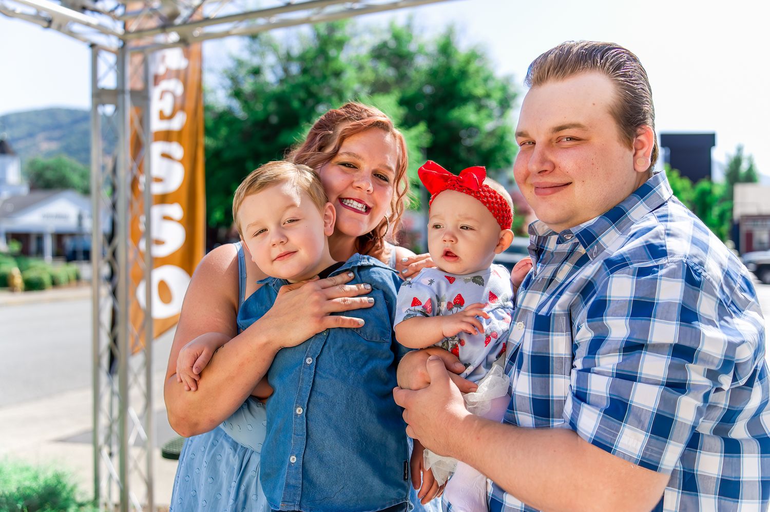 family of 4 outside of SoulWise Coffee