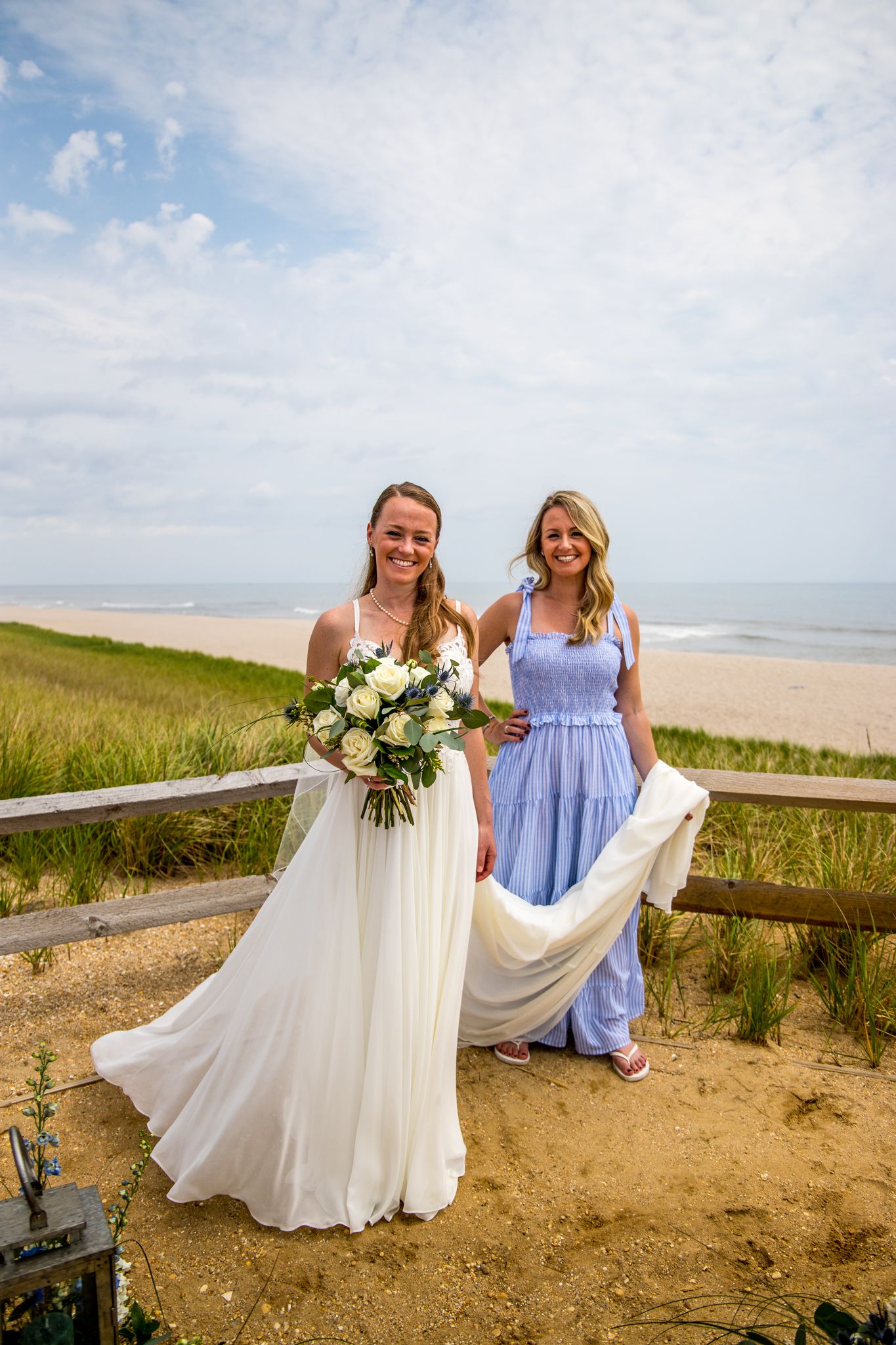 sisters on a wedding day