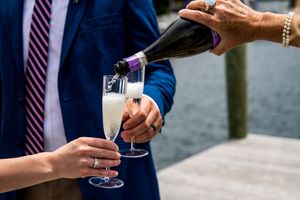 champagne on wedding day