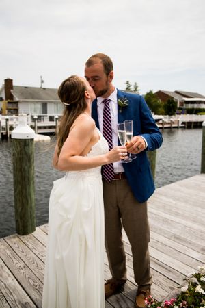 kissing on wedding day