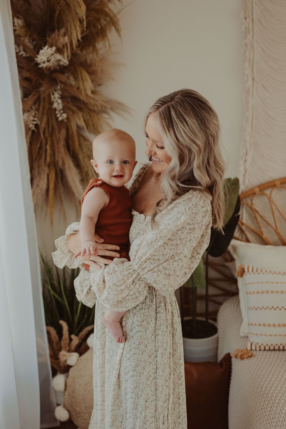 all smiles with mom in the studio for a motherhood photography session