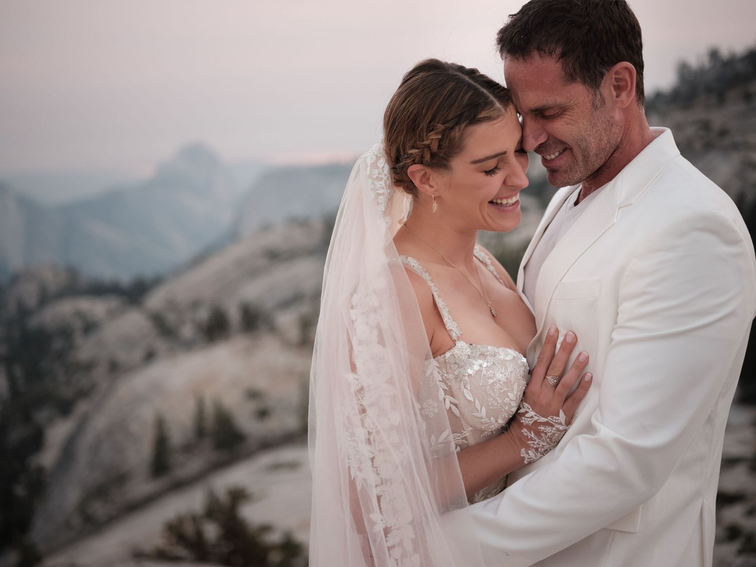 Bride and Groom laughing during Yosemite Adventure Elopement