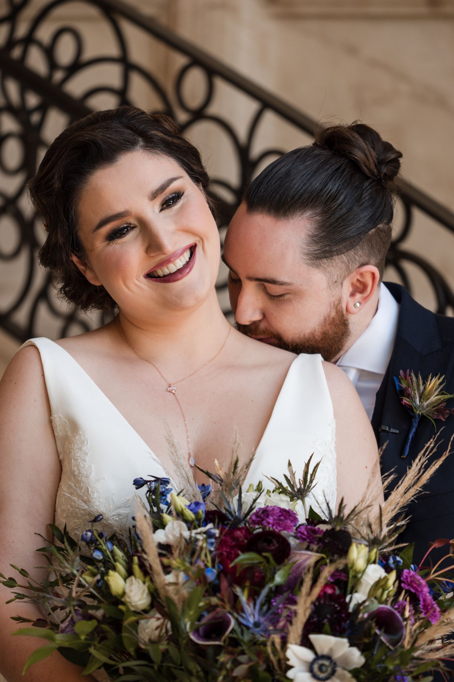Couple sharing a moment together on the Grand Staircase on the Four Seasons in Kissimmee Florida.