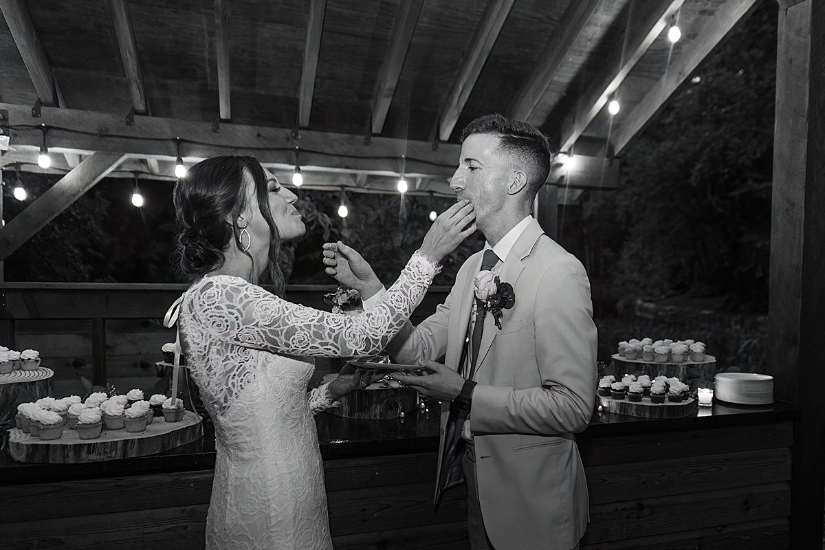 Photography of wedding reception cake cutting