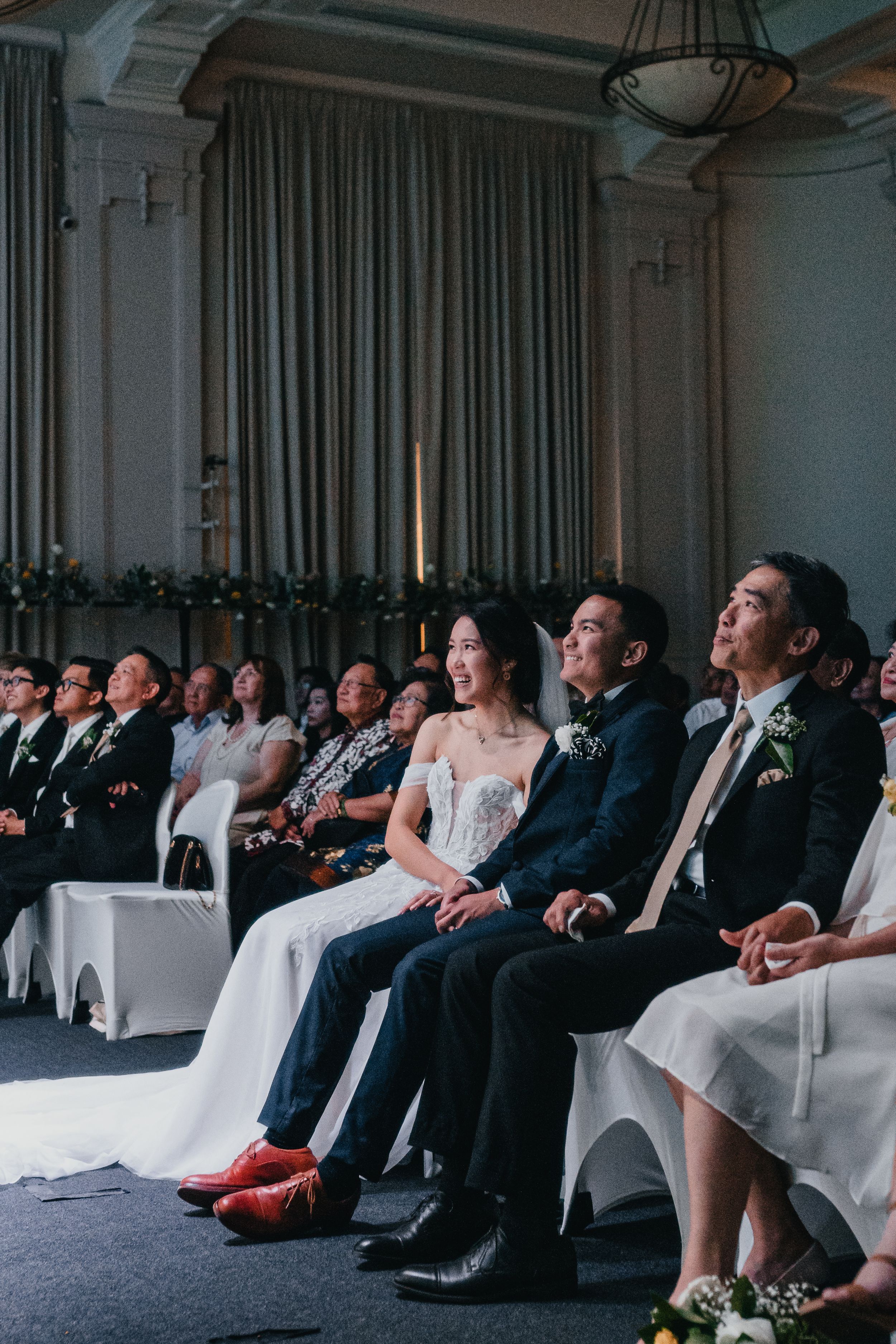 candid couple wedding ceremony entrance moment