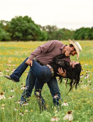 A young couple demonstrating the dip pose