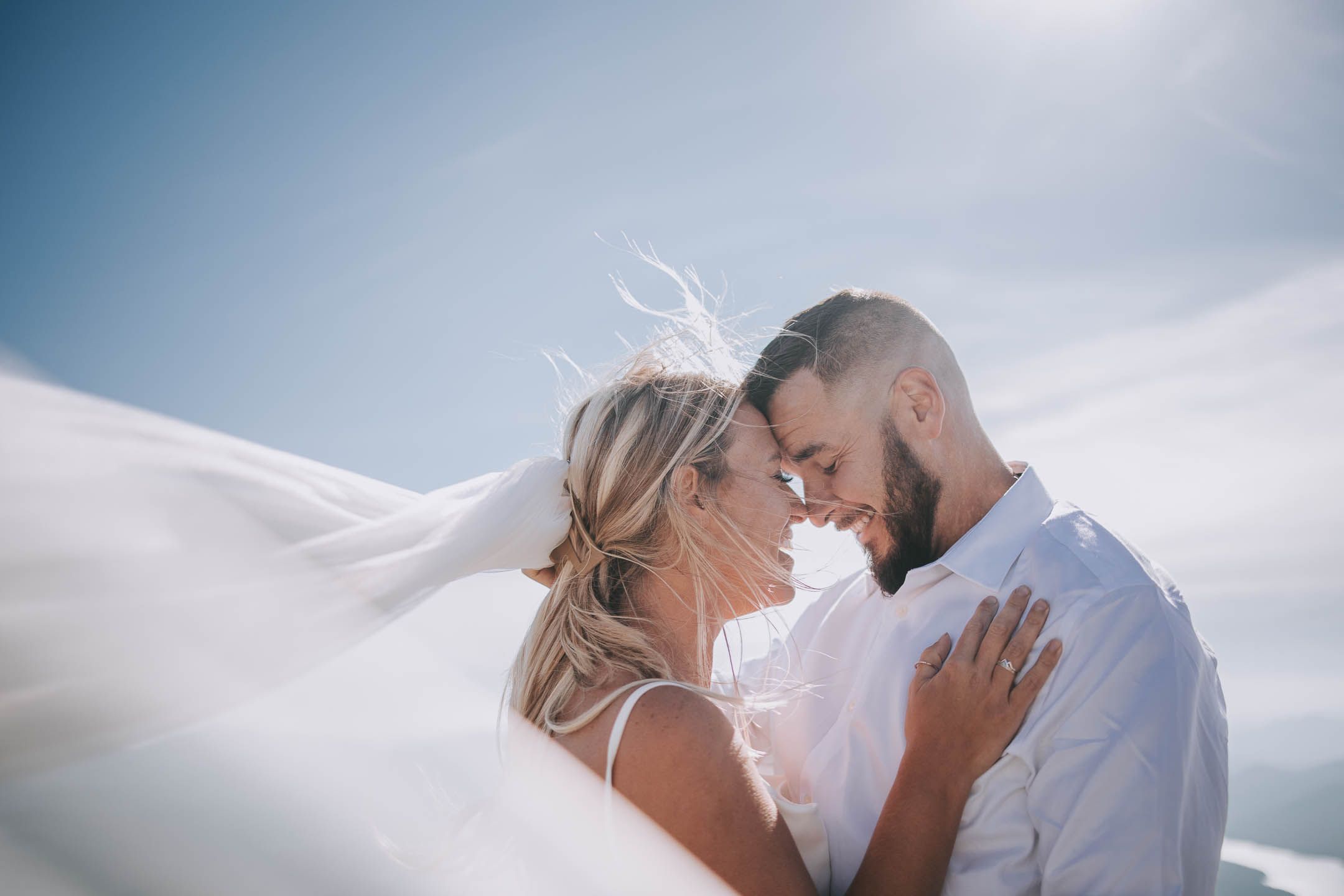 Scening wedding photo on a mountain for an luxury mountain elopement in New York State