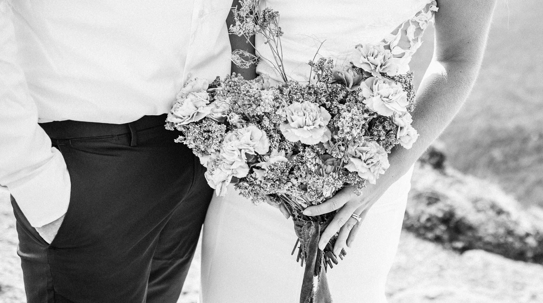 beautiful detail shot of brides bouquet on an adventure luxury mountain elopement in New York State