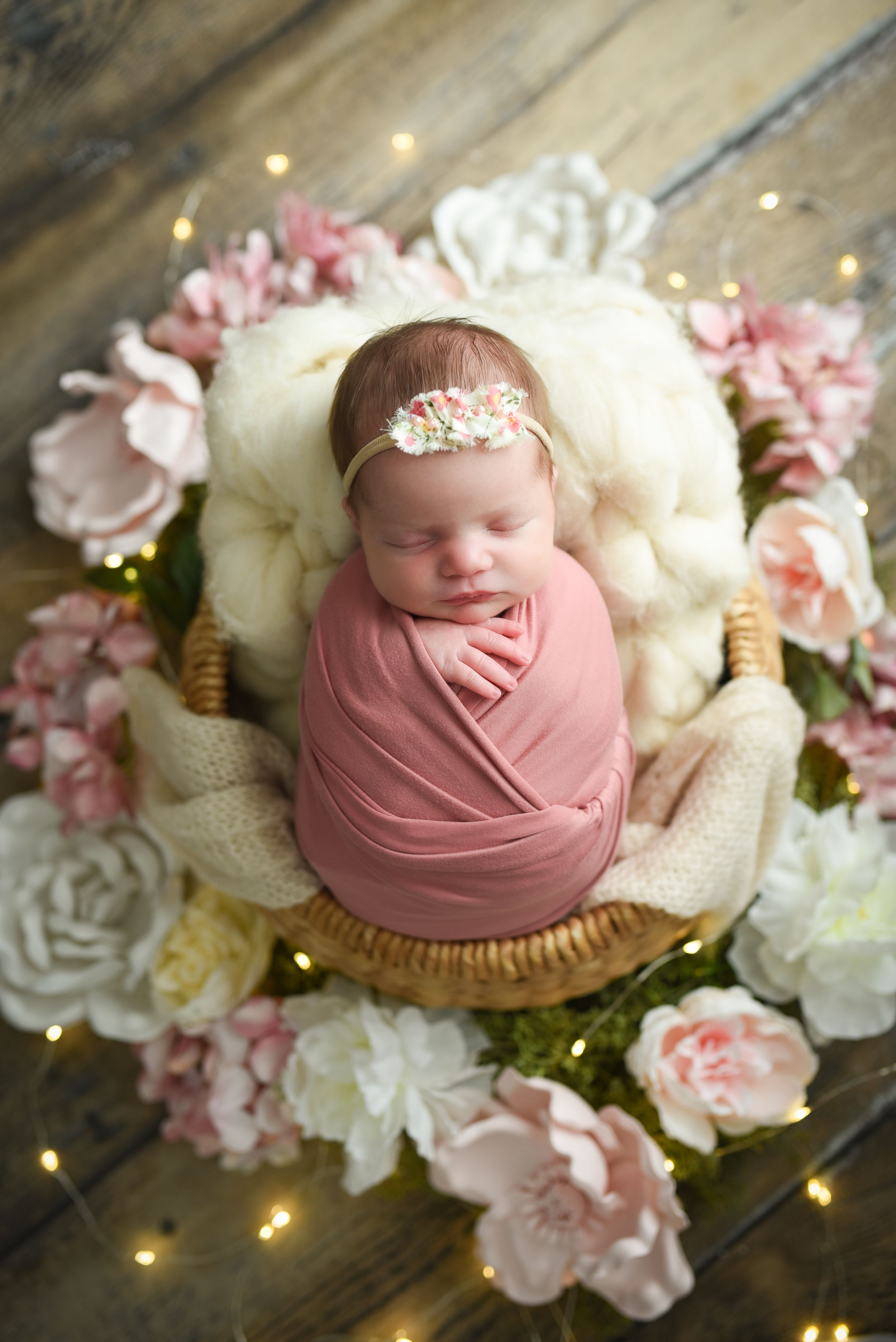 baby girl swaddled studio session Mebane NC