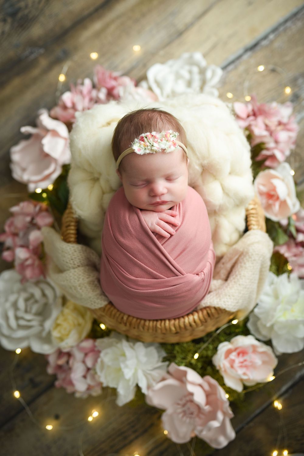 baby girl swaddled studio session Mebane NC