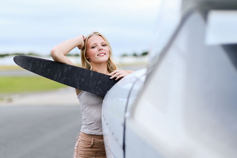 girl senior aviation airport Burlington NC