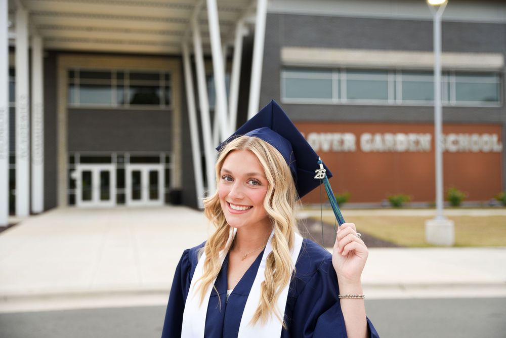 girl cap and gown Burlington NC High School