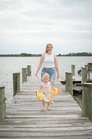 happy mom and daughter photo