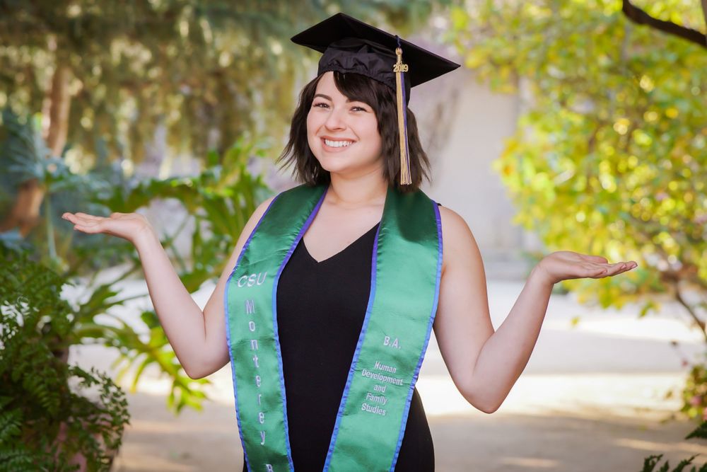 California State University, Monterey Bay," "CSUMB," Graduate Celebrating Graduation Achievement