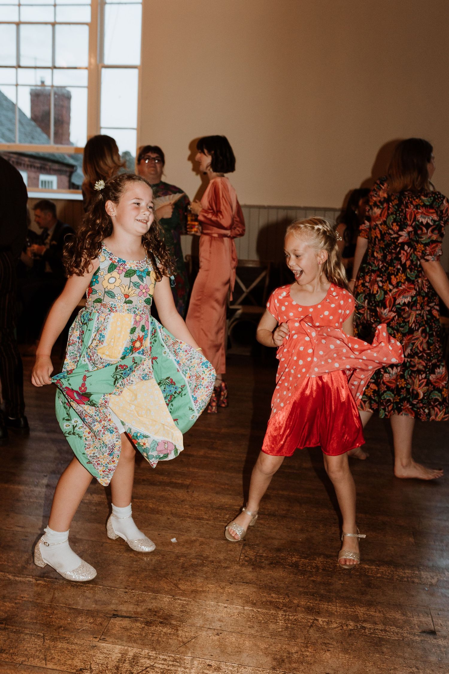 Candid wedding reception party photography on the dance floor