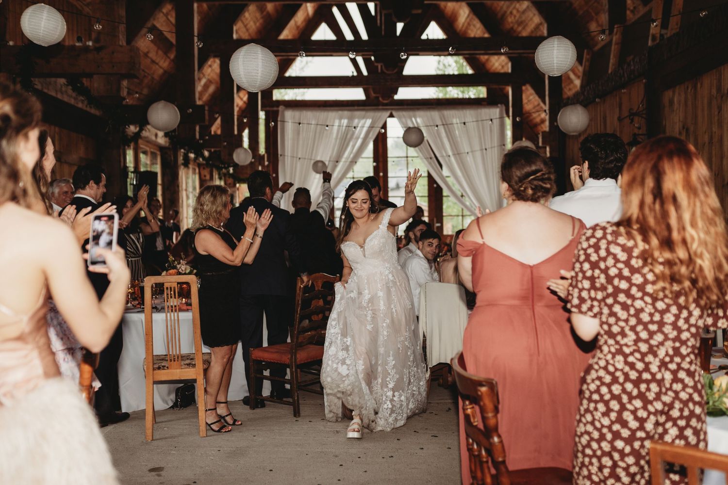 bride and groom grand entrance wedding Mont Tremblant