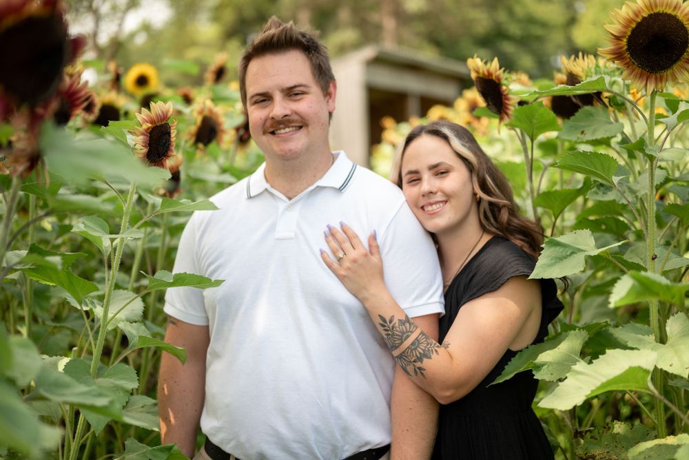 Engagement session at sunflower field