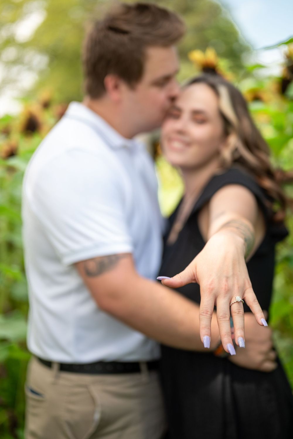 Engagement session at sunflower field
