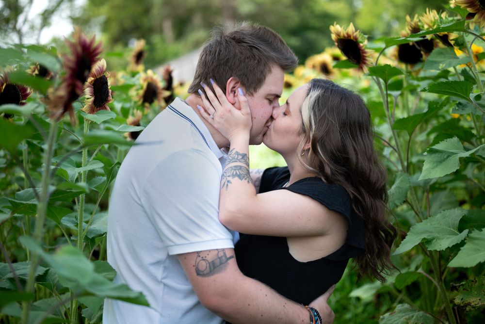 Engagement session at sunflower field
