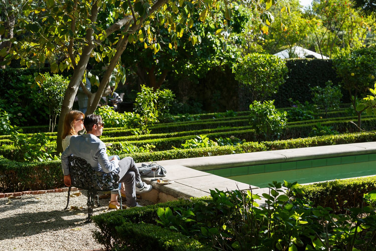 Arche Creative school fundraiser Los Angeles California couple by the pool