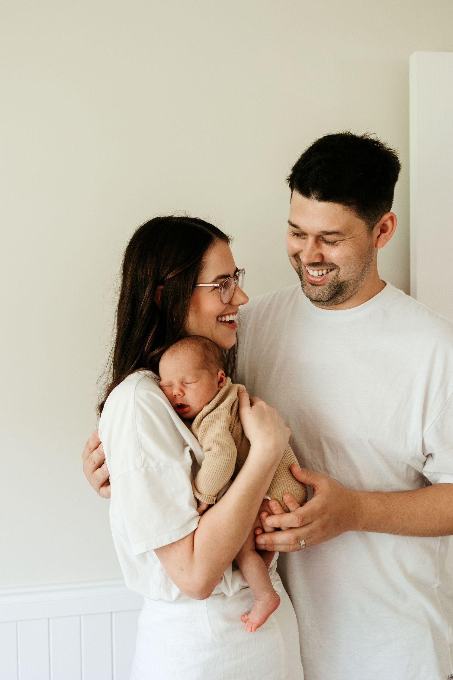 Mum, Dad, Newborn Baby at Newborn Photoshoot in Lake Macquarie, Newcastle, Hunter Valley, New South Wales