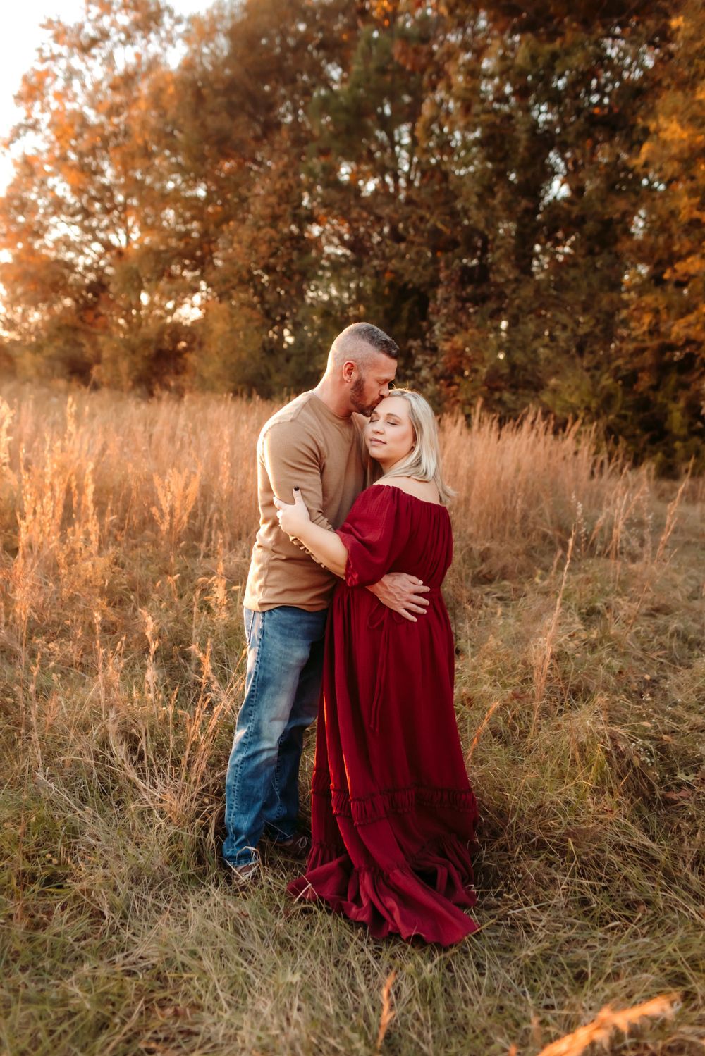Joyful engagement photos in Mooresville NC with warm sunlight