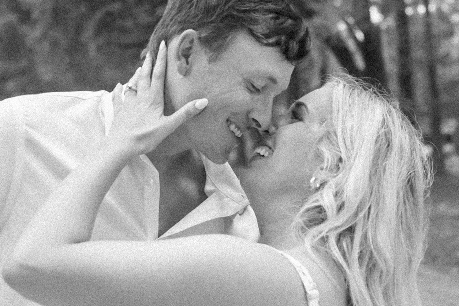 man and woman kiss