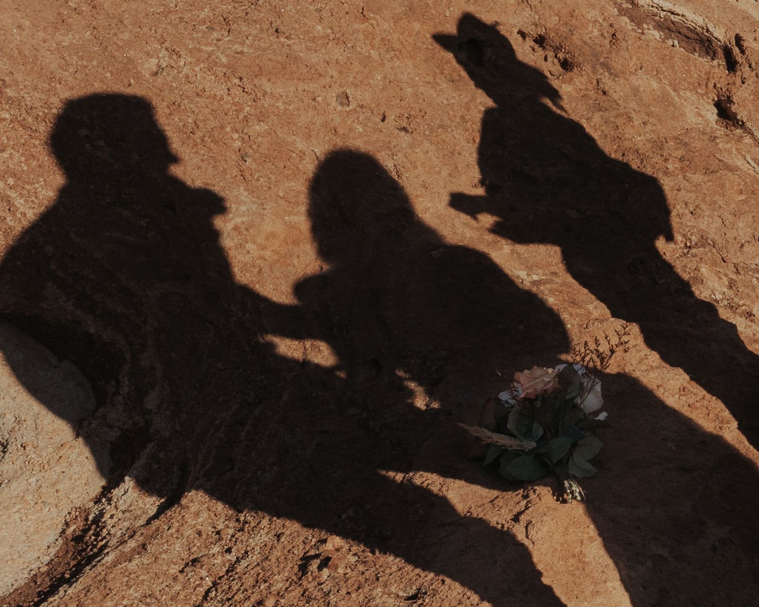 shadows of people during elopement ceremony