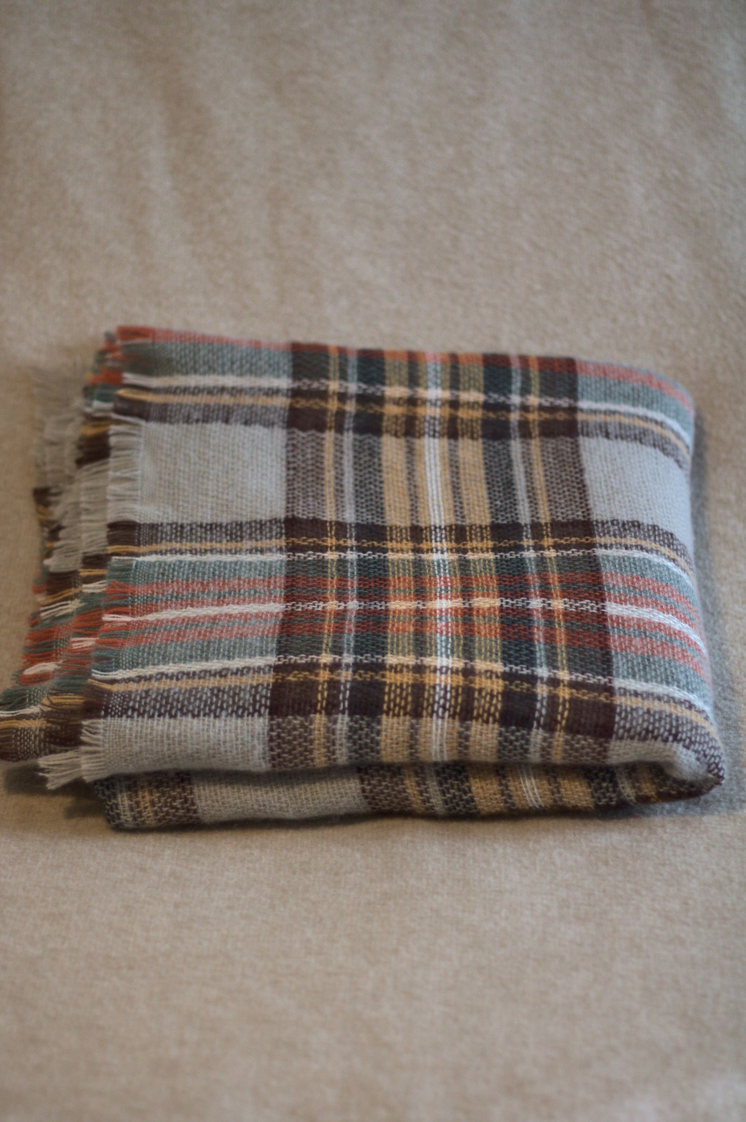 Brown Plaid Blanket Scarf