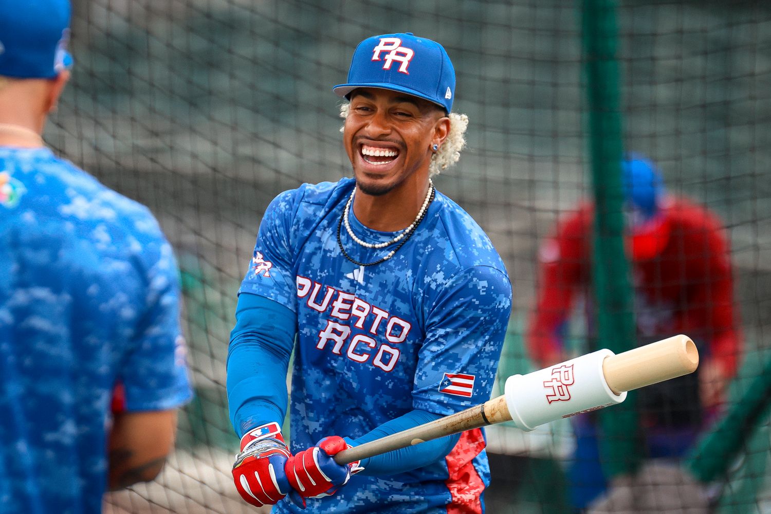 Francisco "Paquito" Lindor having fun during World Baseball Classic (WBC) 2023 practice.