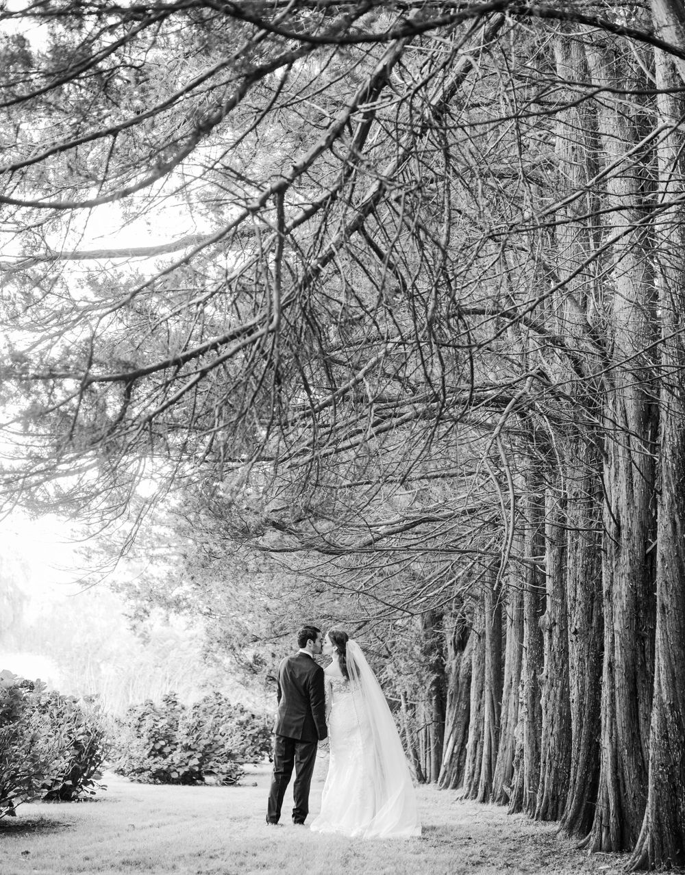 Bride and groom sharing a kiss