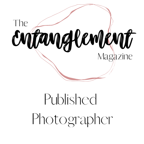 Elegant typography layout for magazine branding with decorative flourishes.