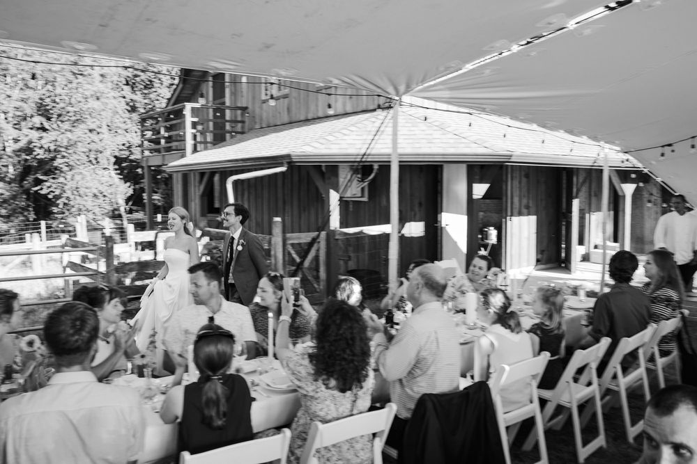 Guests joked, bonded and laughed in the wedding tent