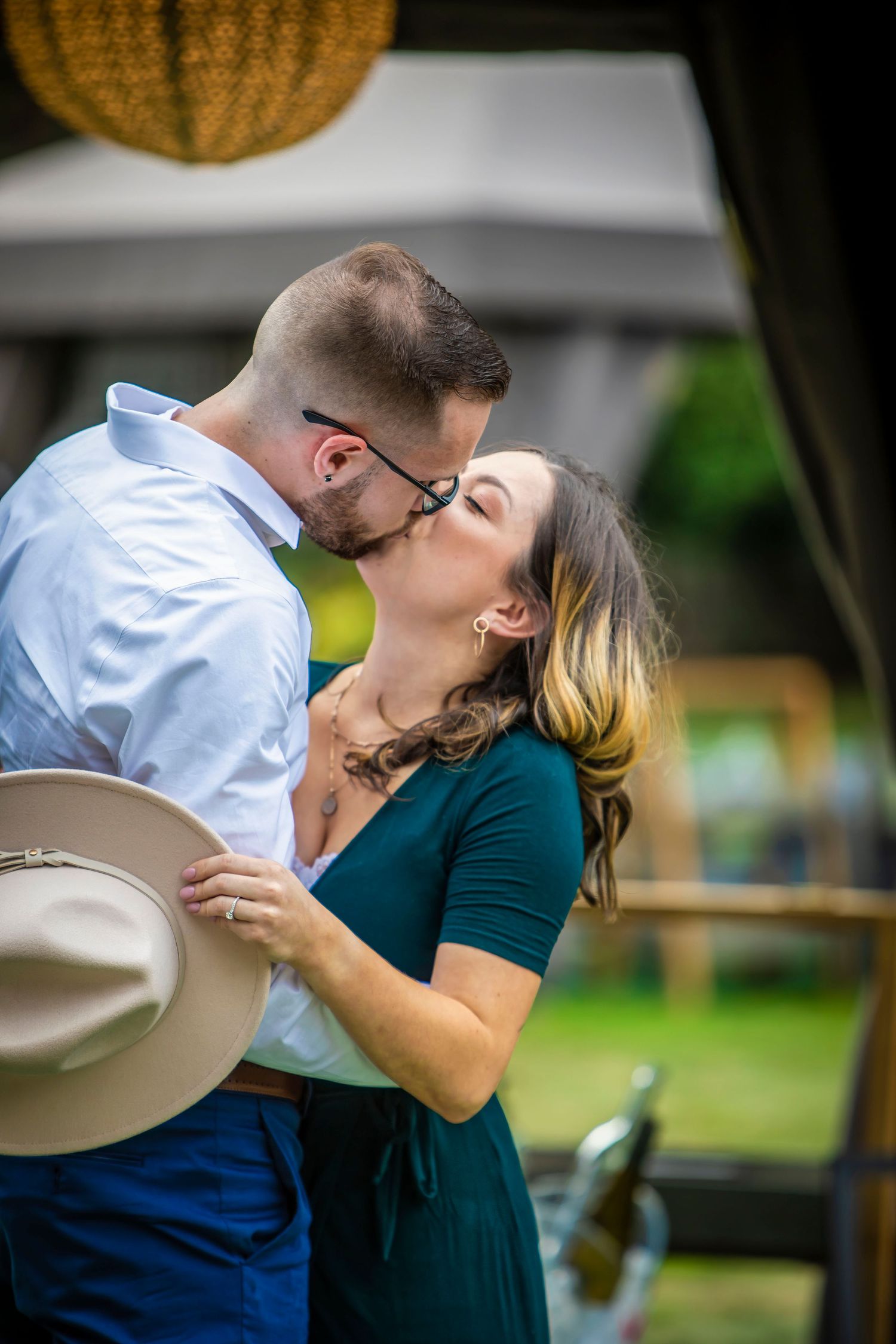 happy couple kissing