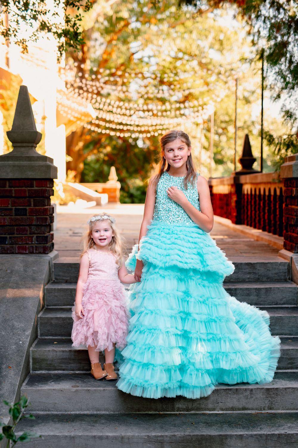 Child Couture Teal and Pink Dresses Harweldon Mansion Tulsa Oklahoma Mansion