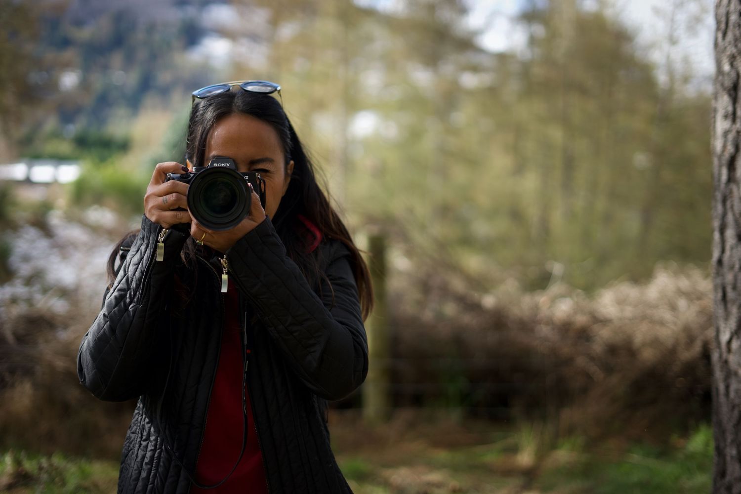Woman using a camera