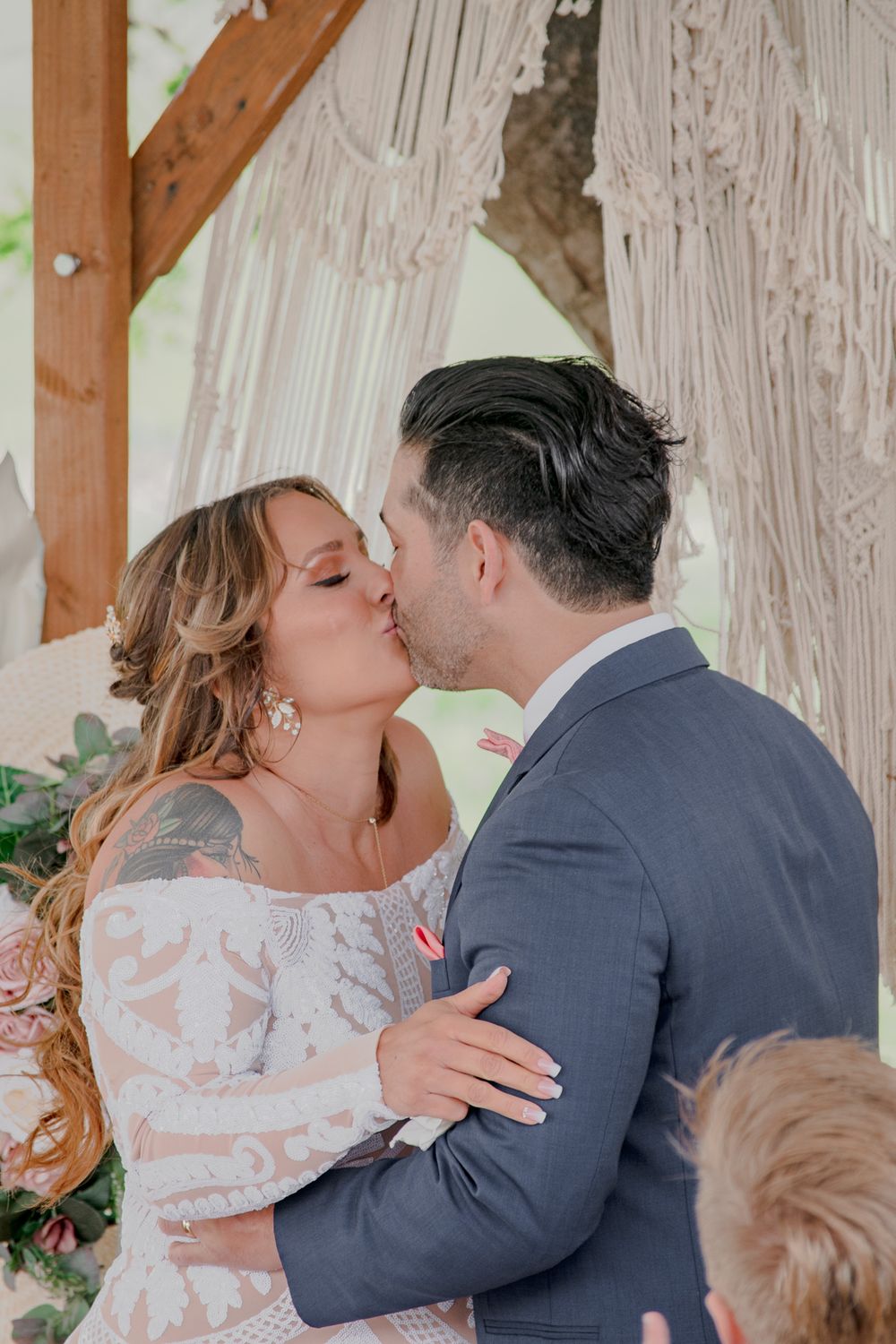 You may Kiss your bride,Boho, wedding, micro outdoor wedding, arbor, Floral photogarphy, arch macramé