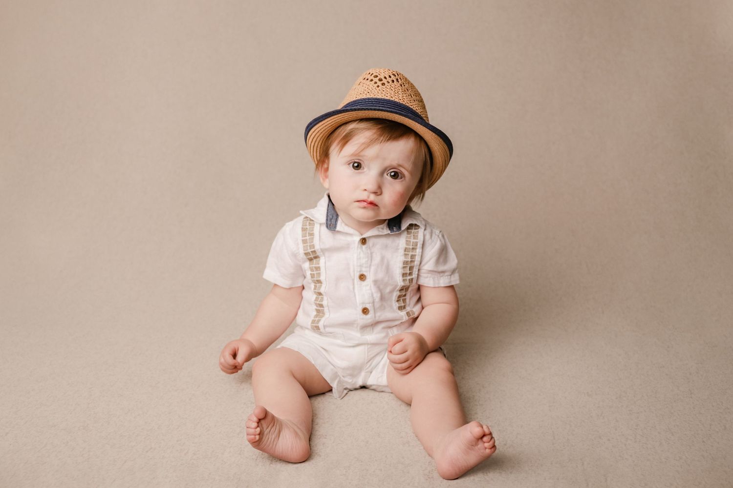 indoor milestone portrait, studio one year portrait