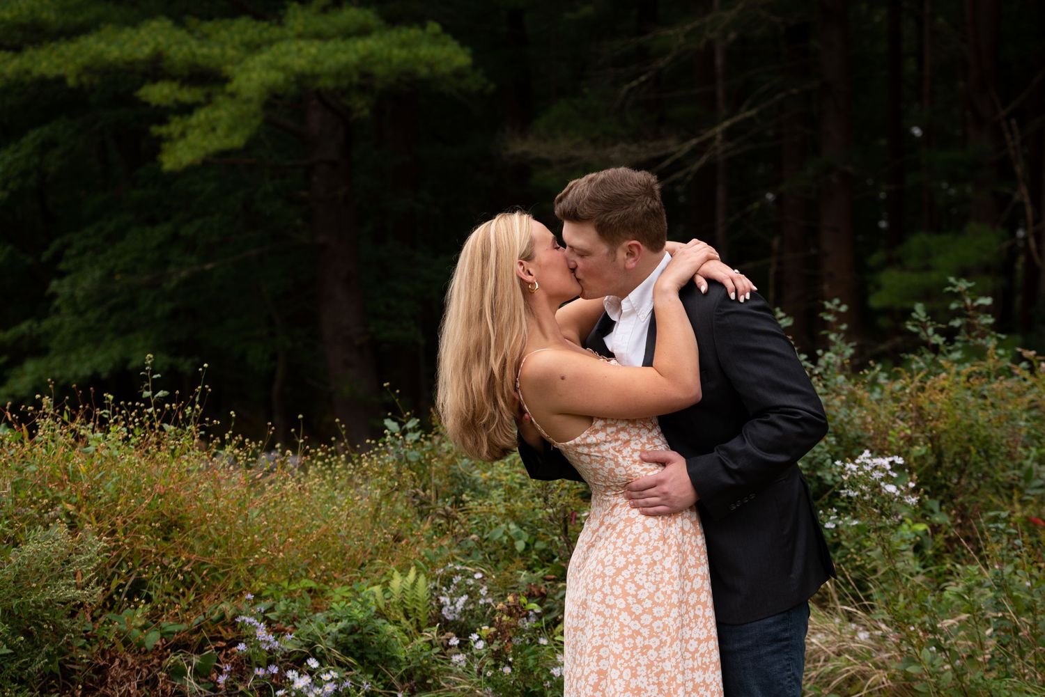 Engagement portraits at Appleton Farms in Ipswich, MA Boston North Shore Leah Ramuglia photography yellow flowers