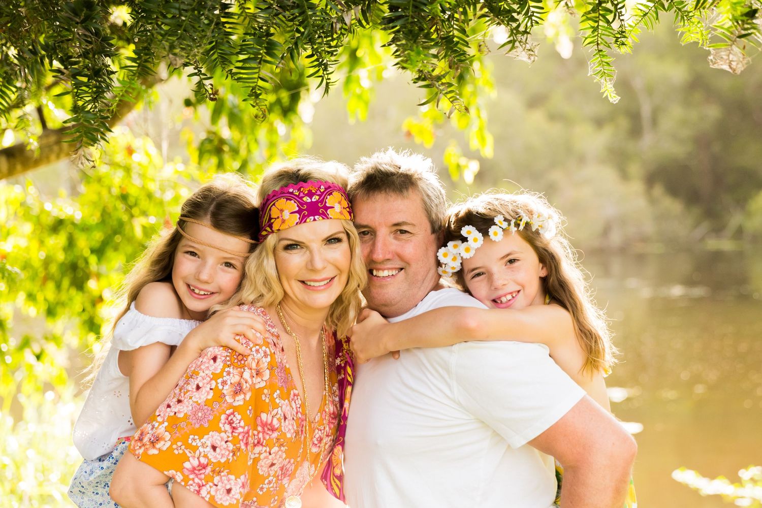 boho family portrait beautiful floral dresses nudgee waterhole brisbane photographer