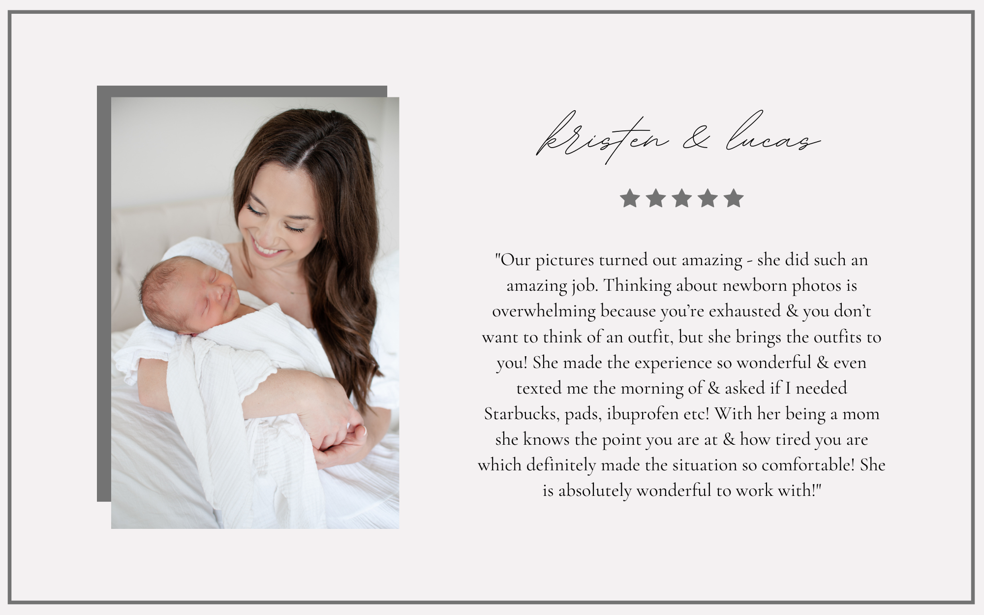 ashley line photography client testimonial - kristen and lucas