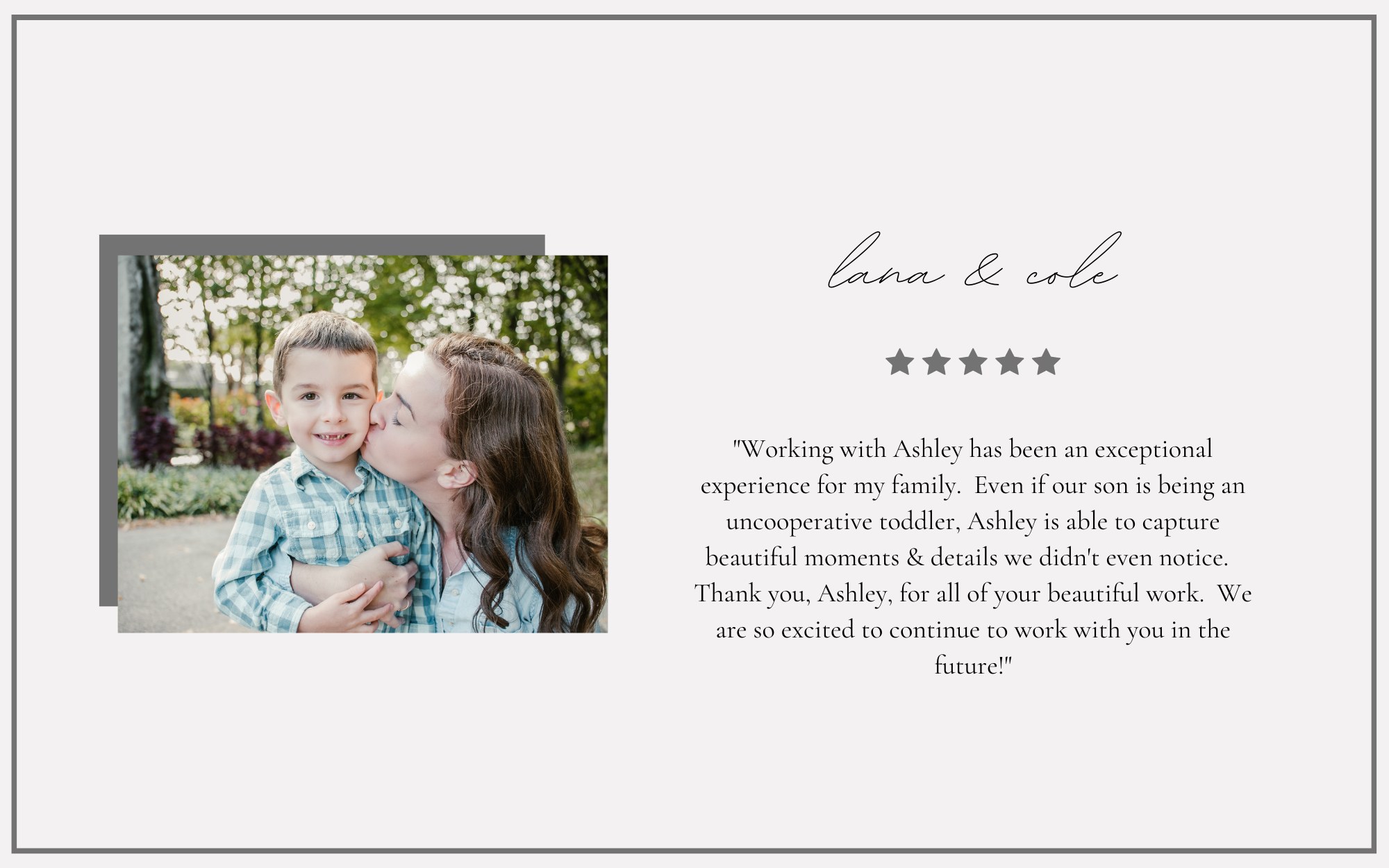 ashley line photography client testimonial - lana and cole