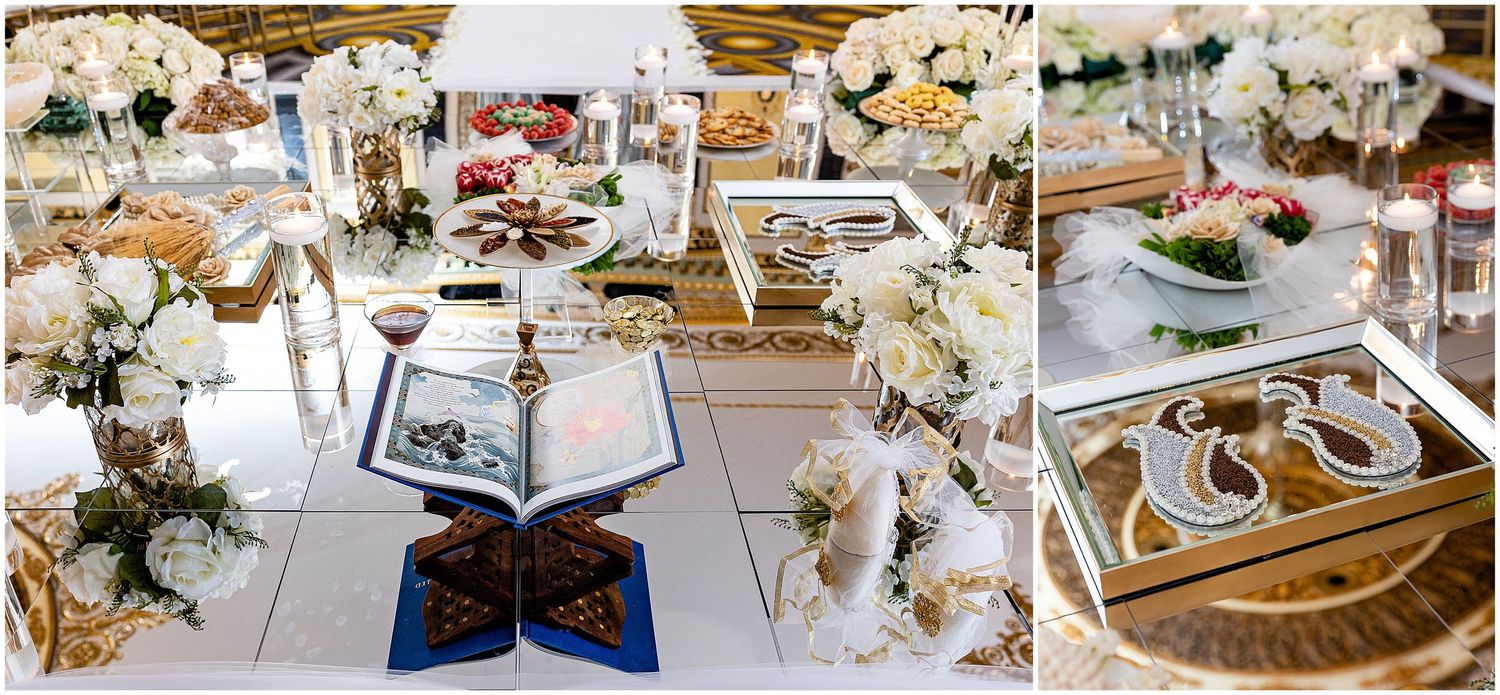 Elegant wedding table settings with white floral centerpieces and vintage-inspired decor.