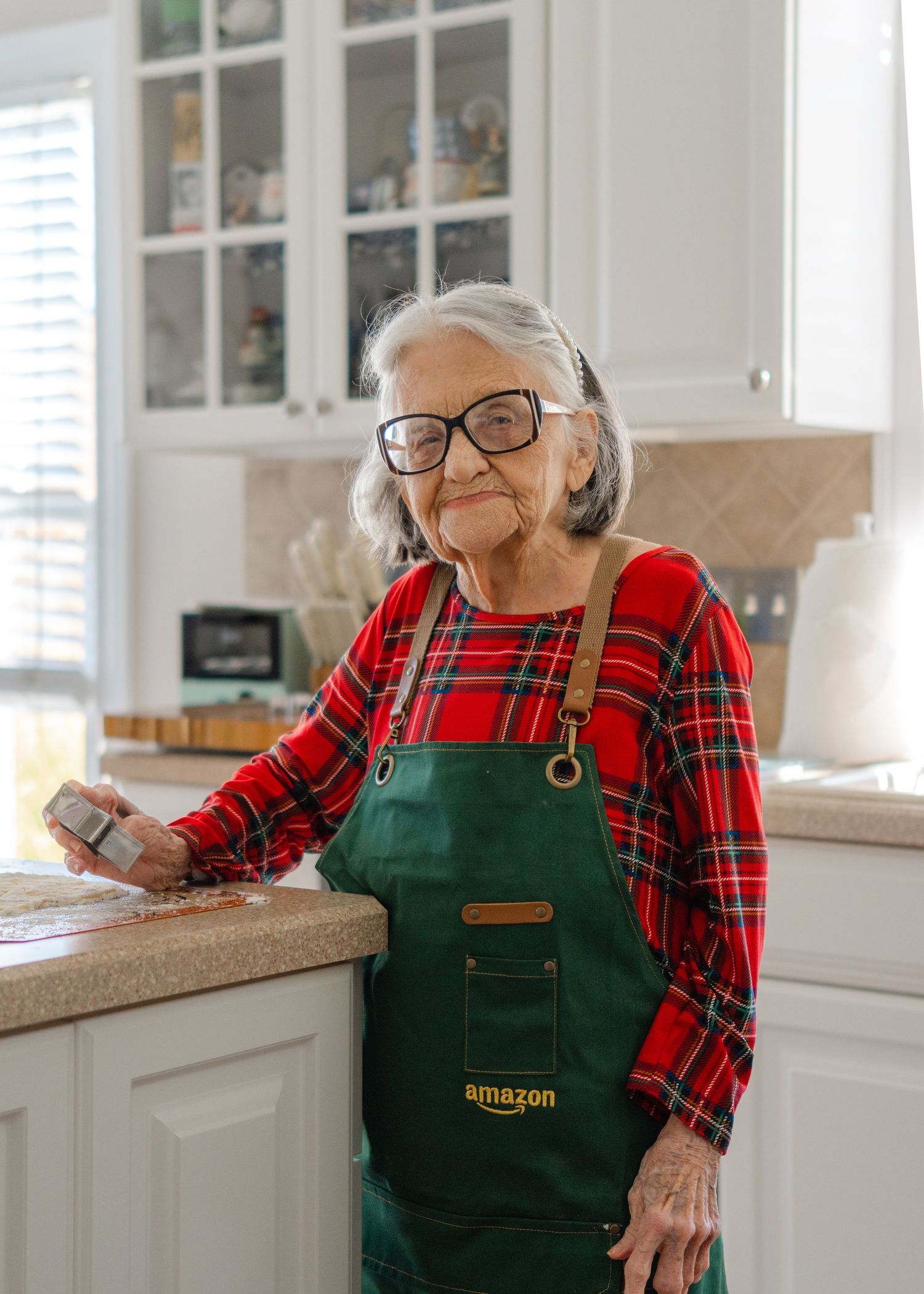 Woman baking in apron