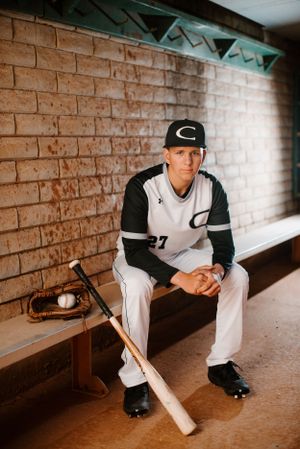 Campus Haysville high school senior pictures baseball field Wichita KS photographer