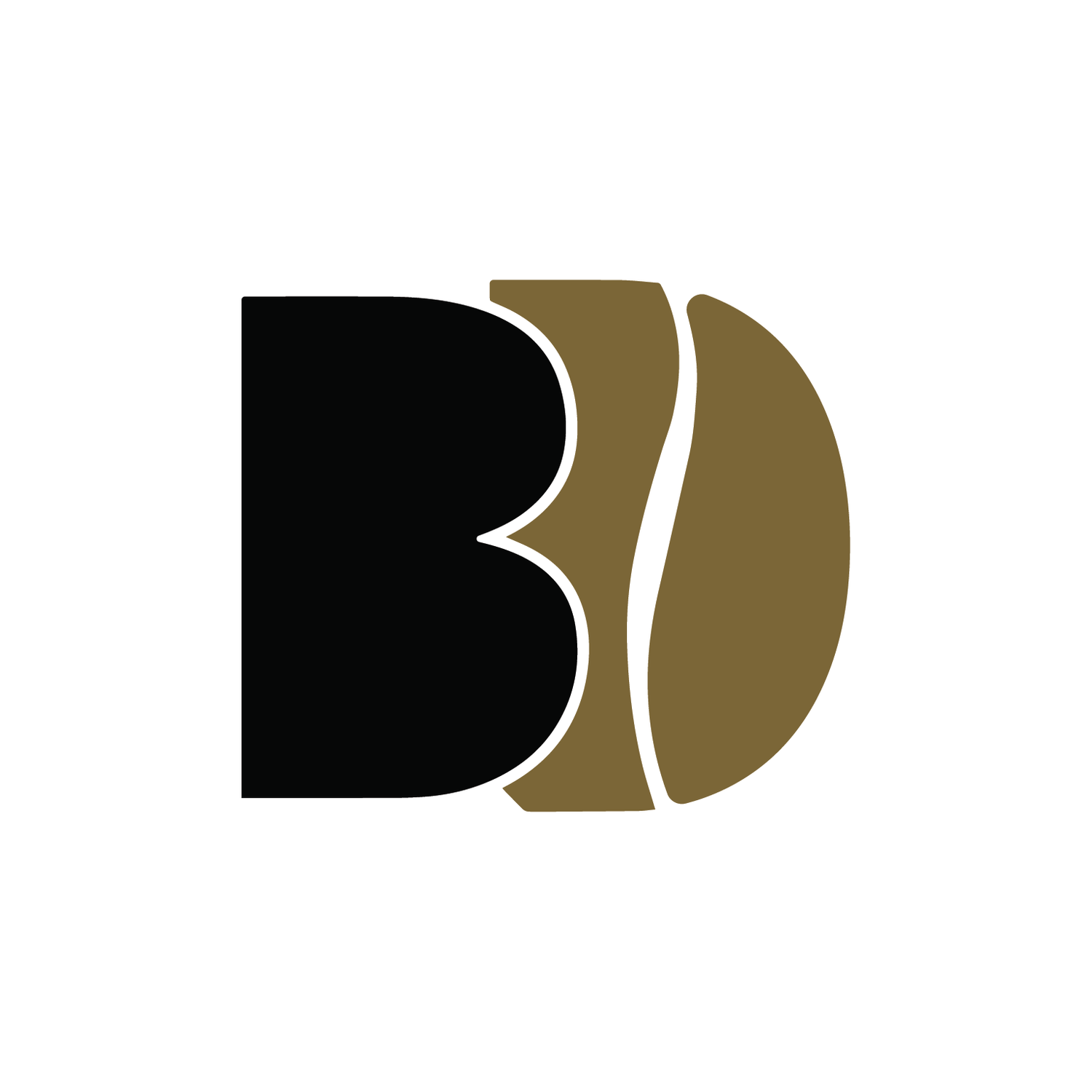 Progressive logo design sequence in black and gold showing abstract brand mark development.